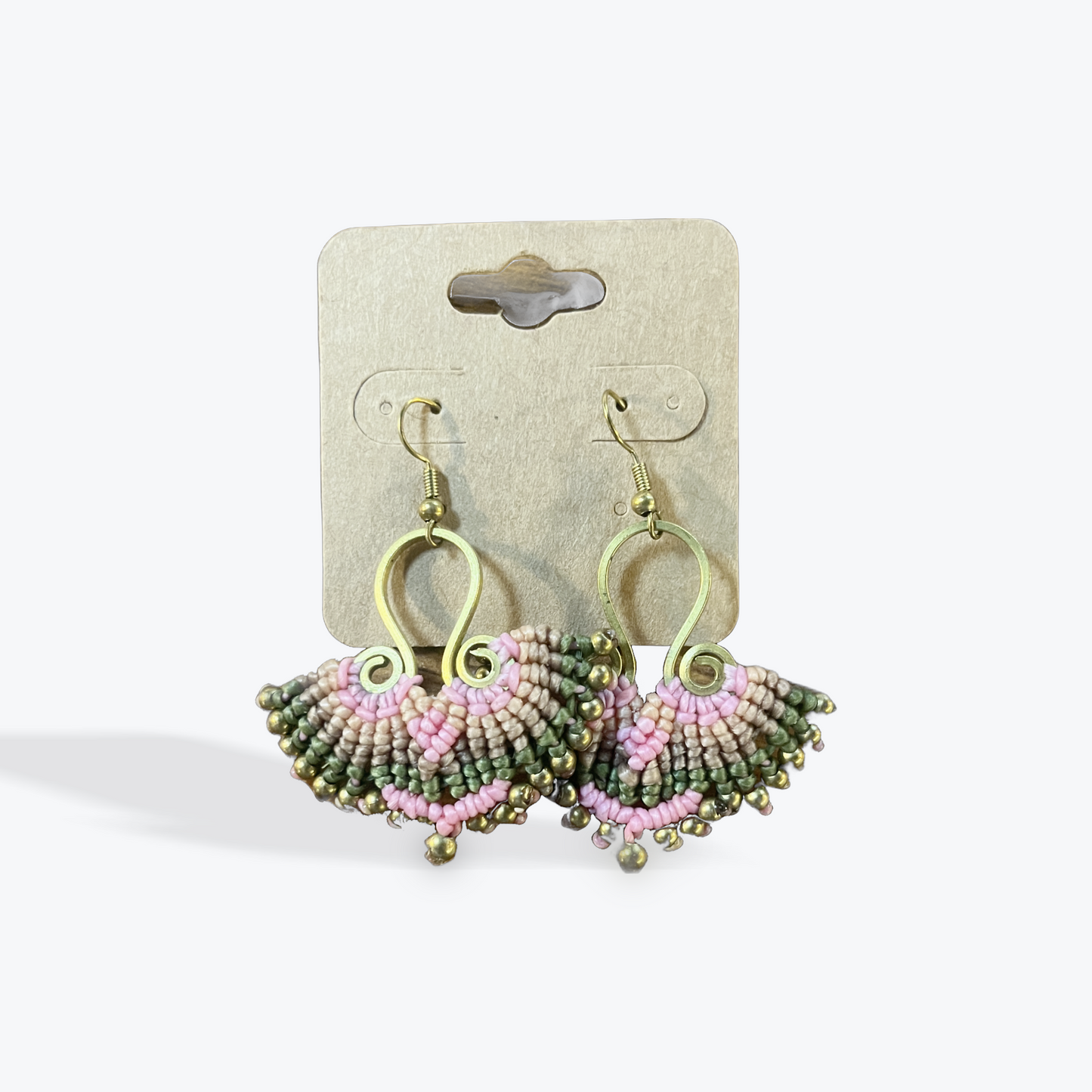 Beaded artisan earrings in colorful handmade style
