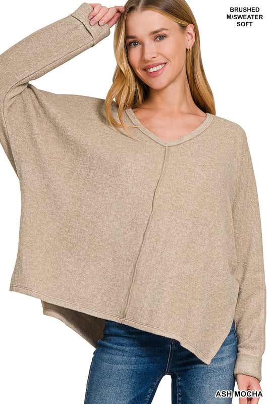 Hacci soft tunic sweater with relaxed tunic fit