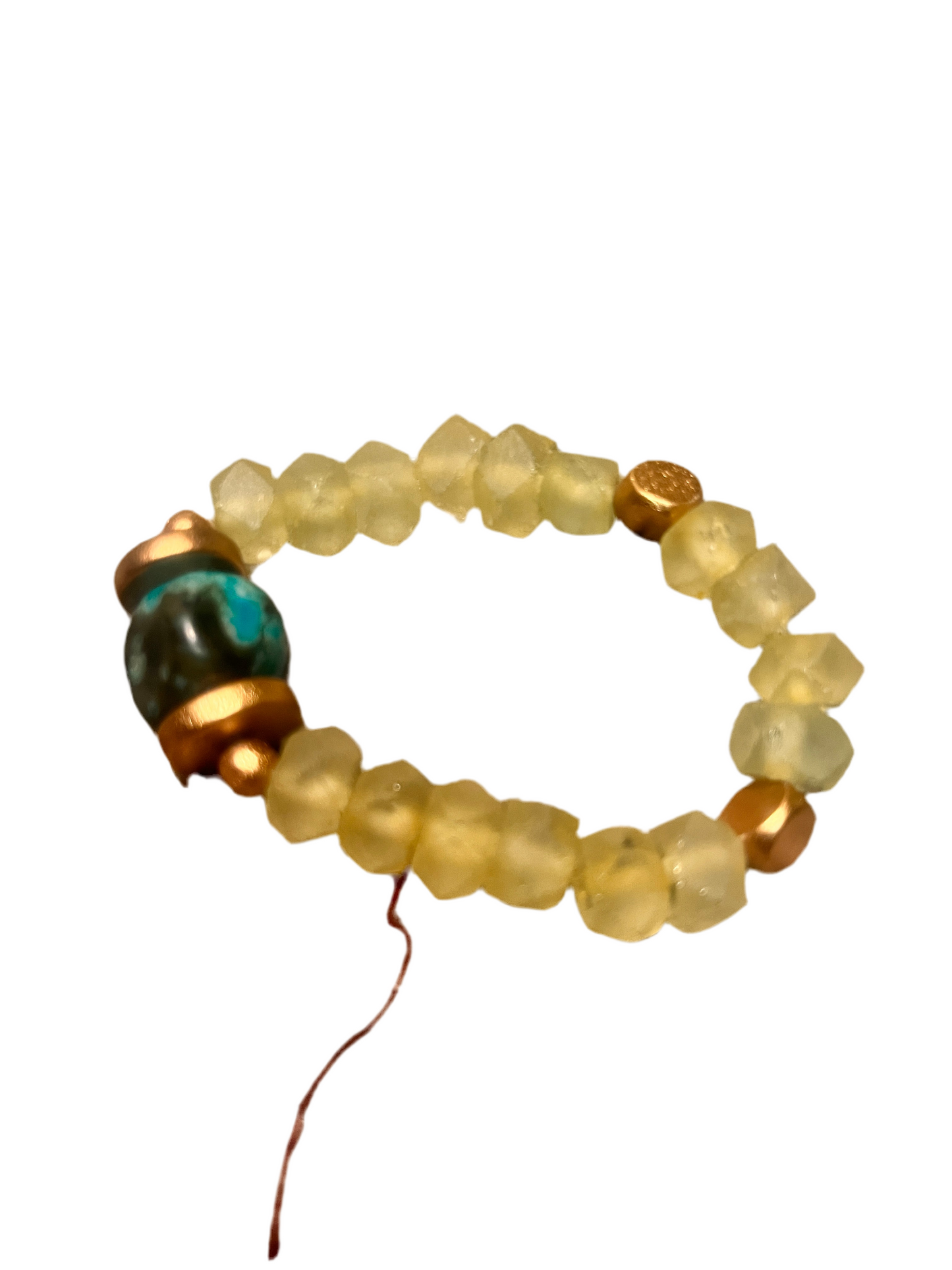 Beaded bracelet crafted with wood and gemstone details