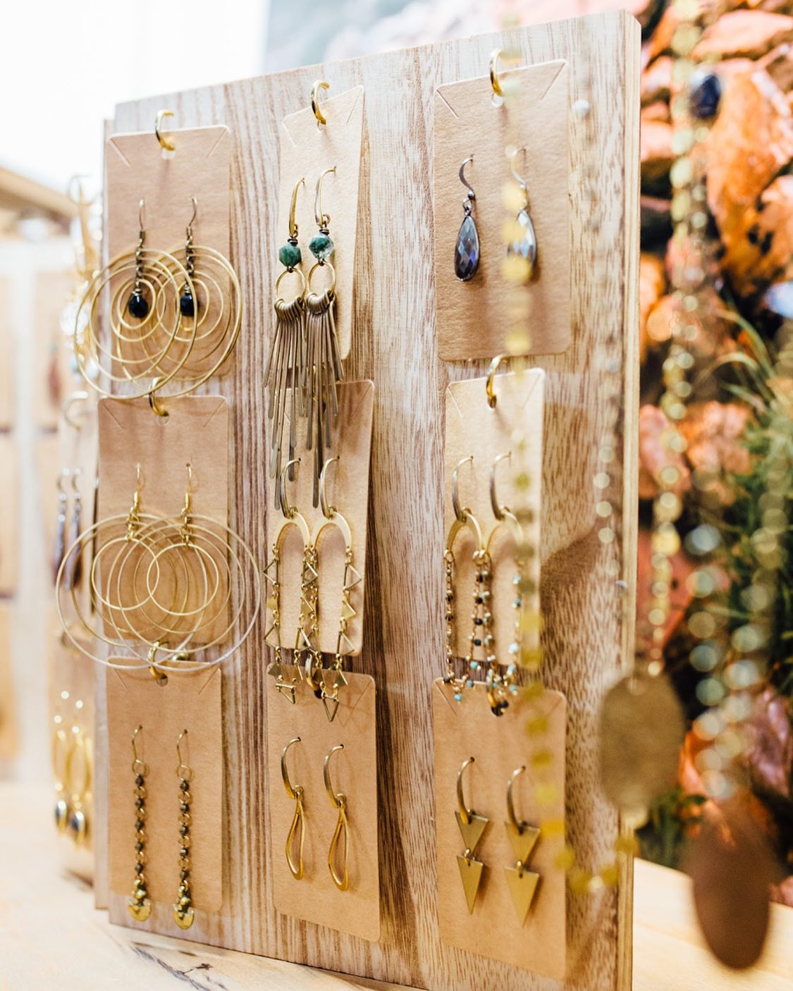 Handmade artisan earrings with gemstone accents by Terri Fulbright