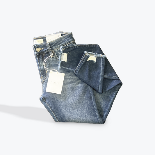 KanCan mid rise ankle skinny jeans with distressed hem