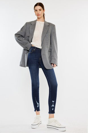KanCan mid rise frayed hem ankle skinny jeans