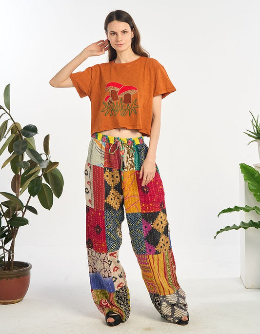 Kantha cotton patched pants handmade in Nepal