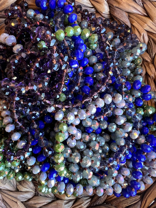 Handmade long beaded rope necklaces in assorted colors