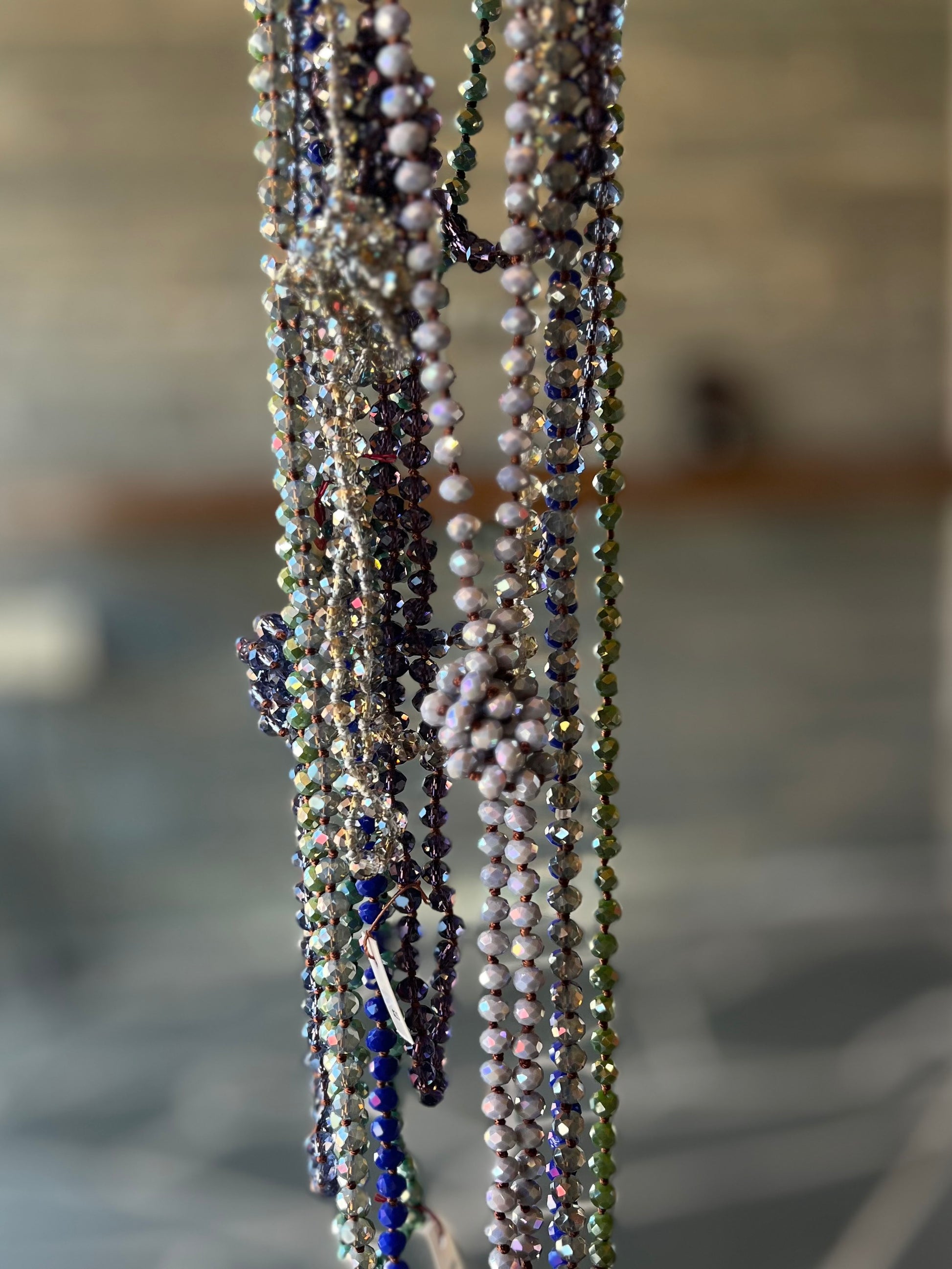 Handmade rope necklace with mixed bead colors