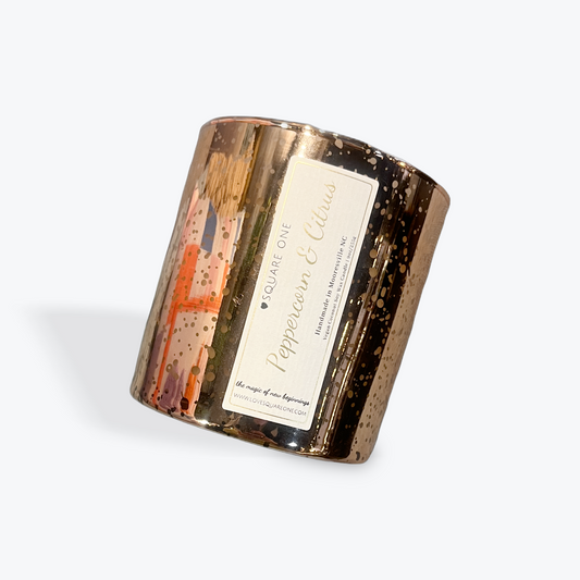 Love Square One handmade vegan coconut soy candle in glass jar