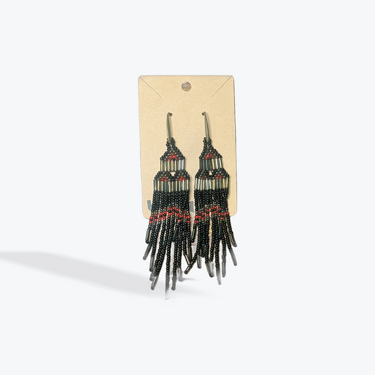 Handmade fringe tassel earrings with colorful seed beads