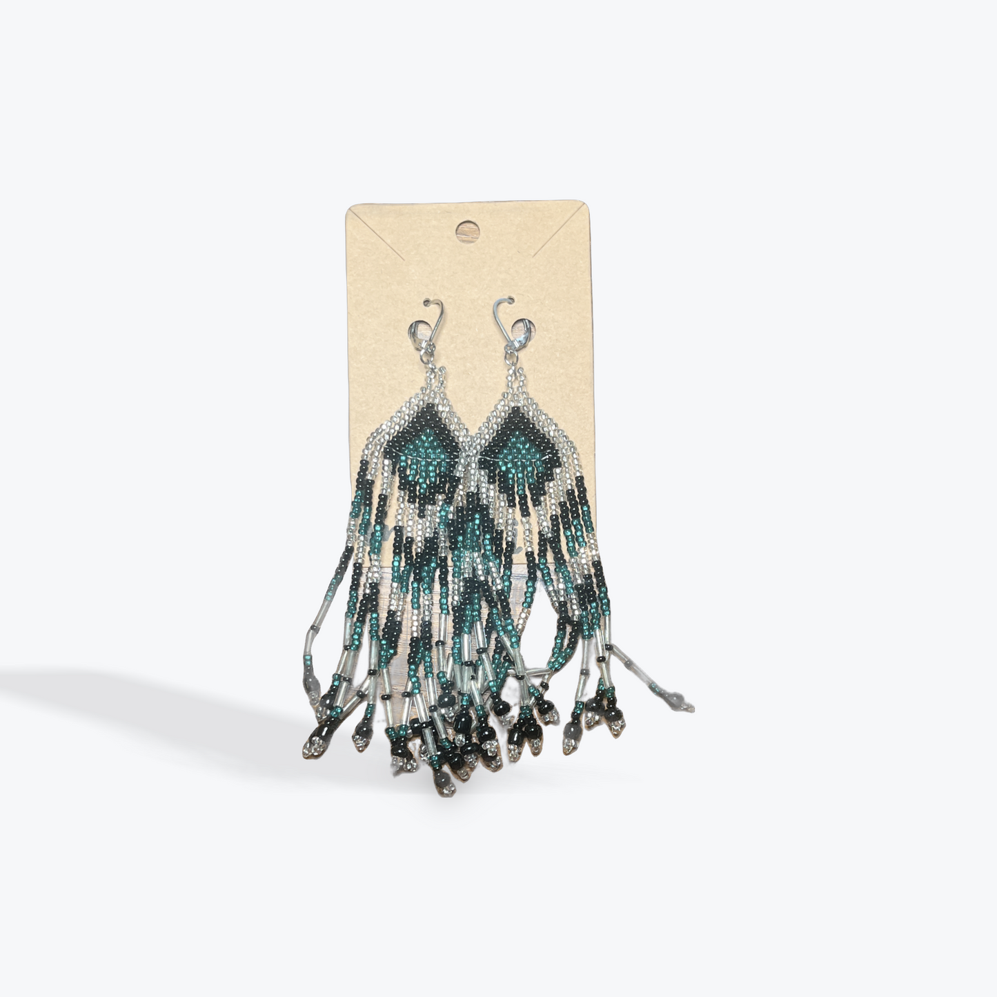Handmade festival earrings with long seed bead tassels