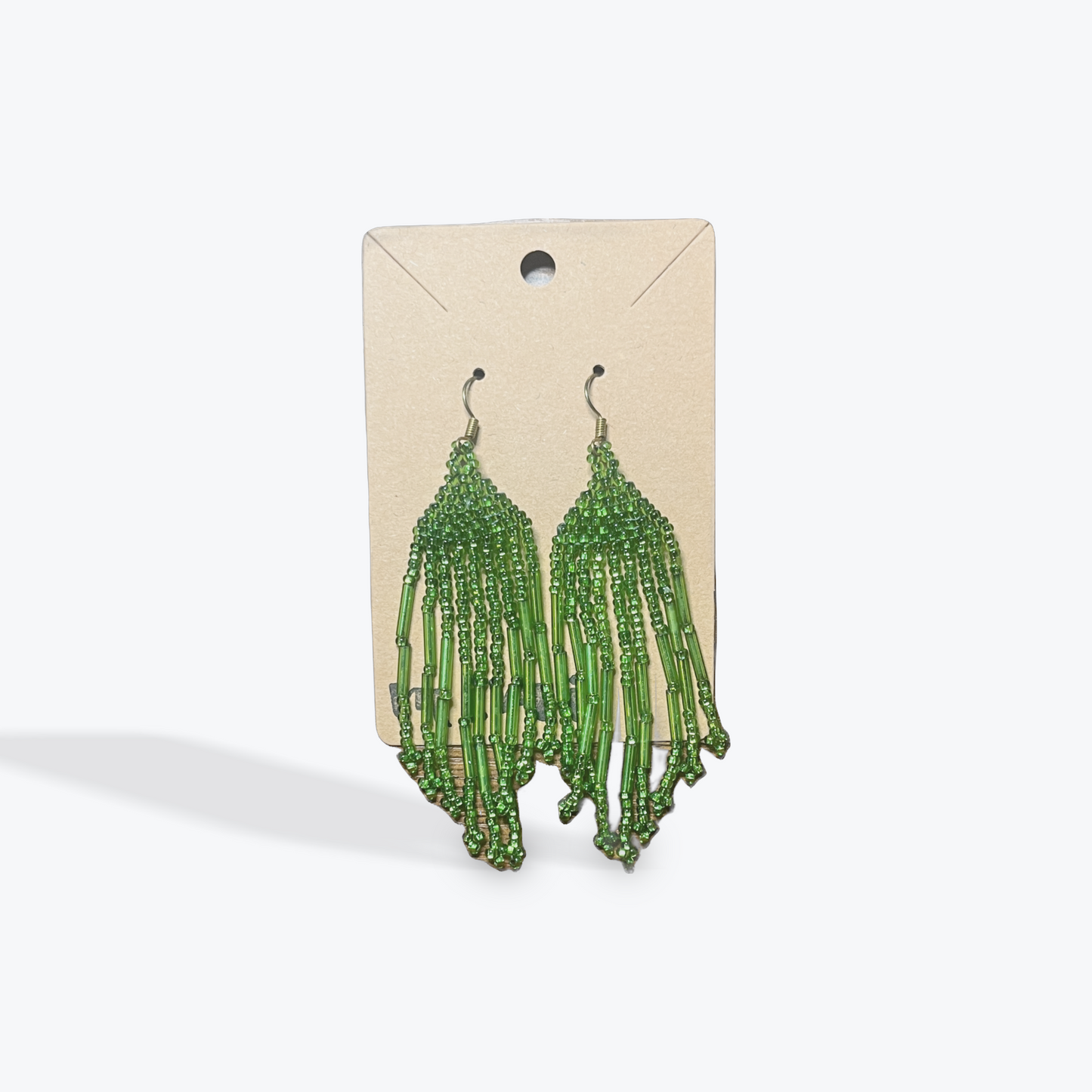 Artisan tassel earrings crafted from vibrant seed beads