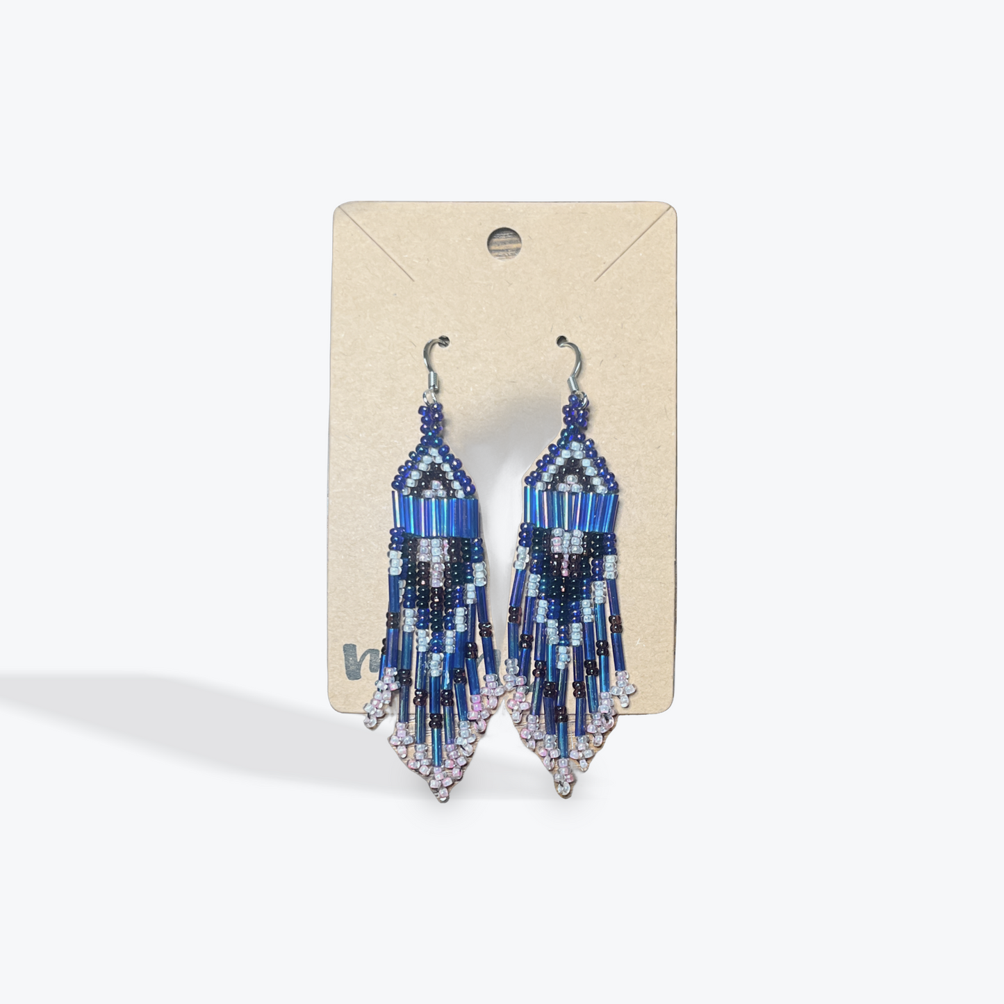 Handmade beaded fringe earrings in boho festival style