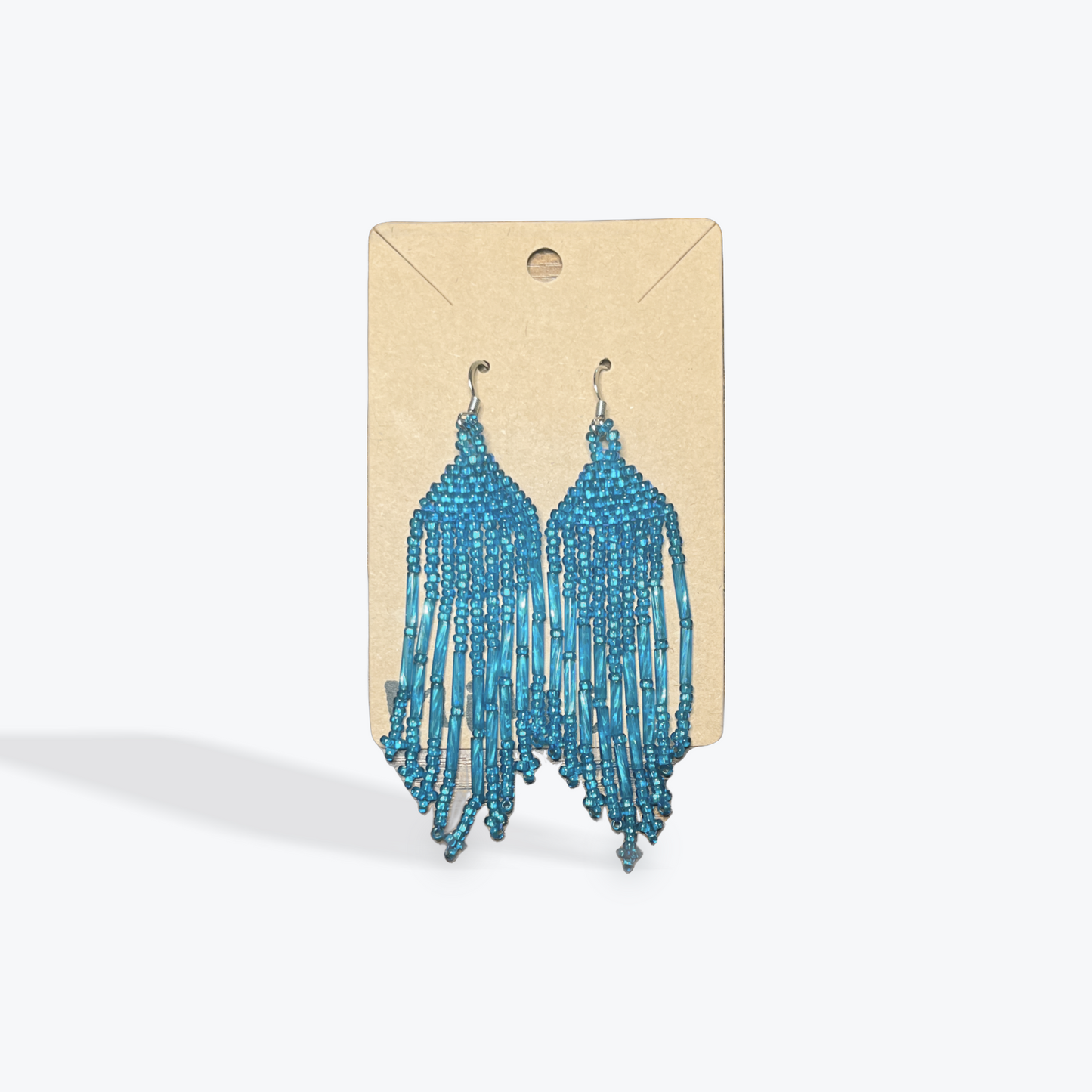 Bohemian seed bead earrings with long flowing tassels