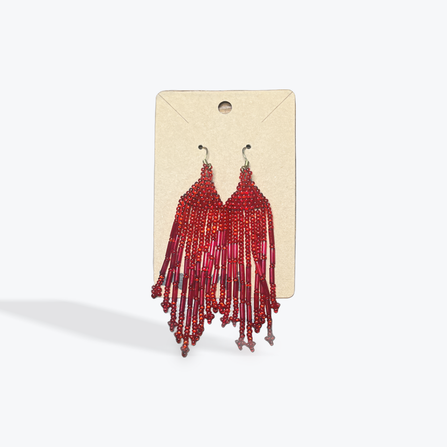 Statement earrings with colorful seed bead tassel design