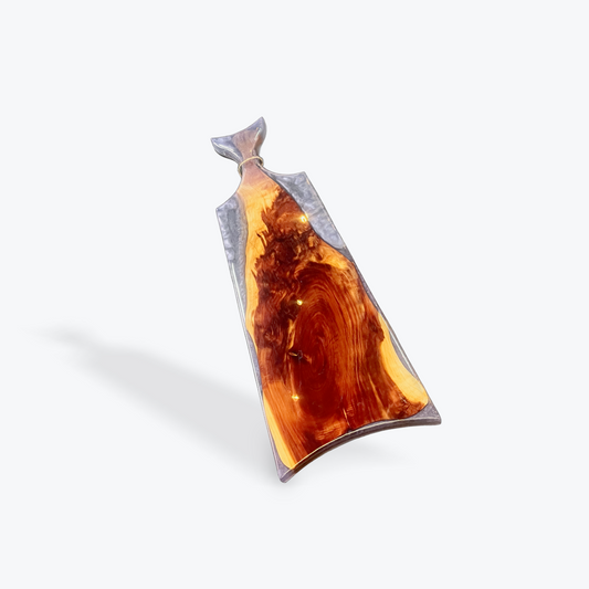 Handmade resin river charcuterie board with wood and resin inlay