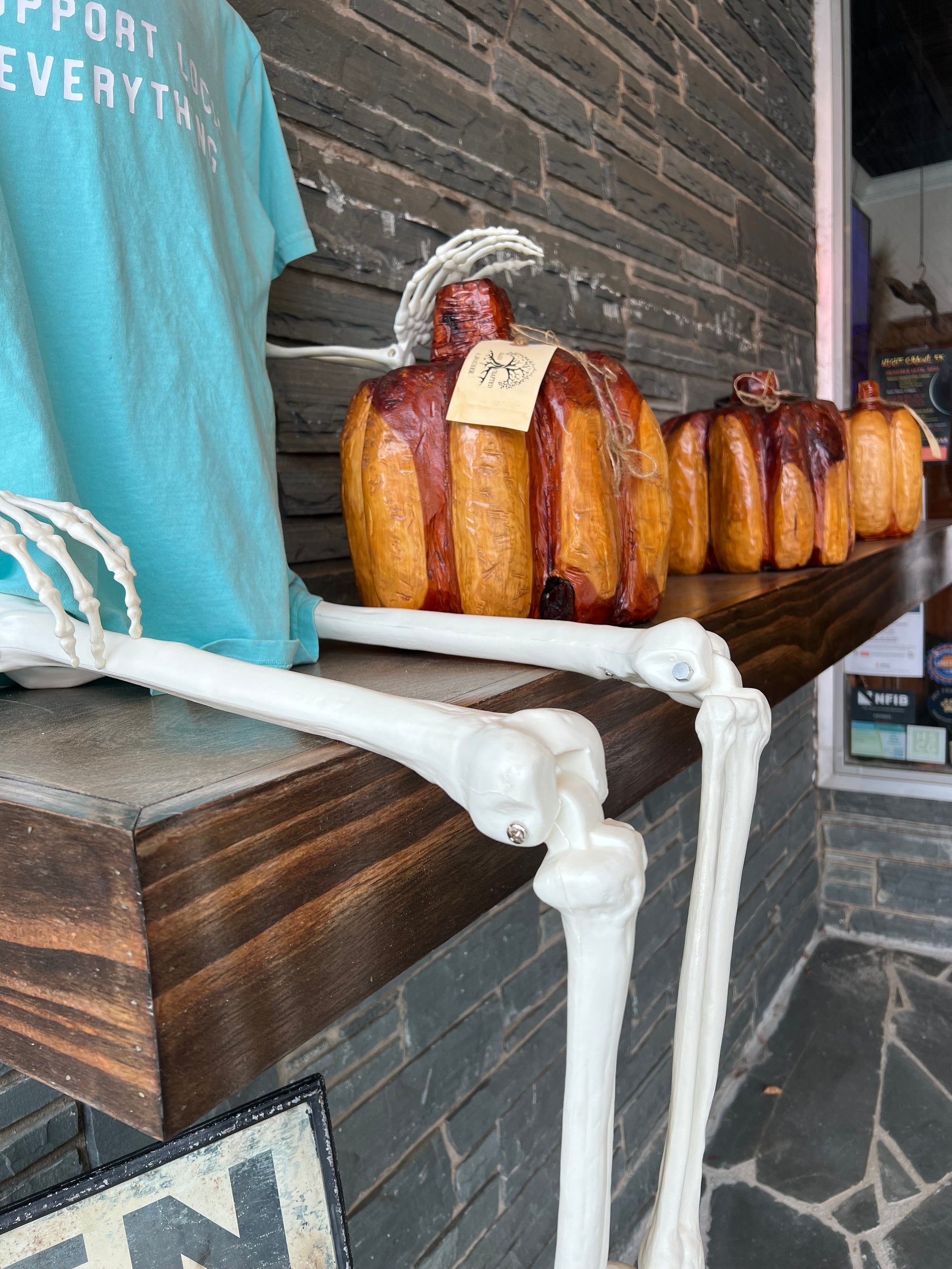 Rustic wood carving by local artisan Sam Houser