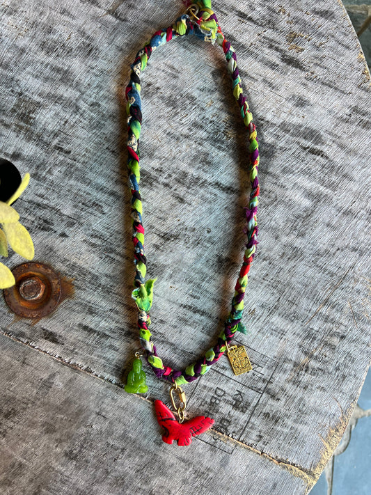 Handmade braided rope bracelet with boho inspired design