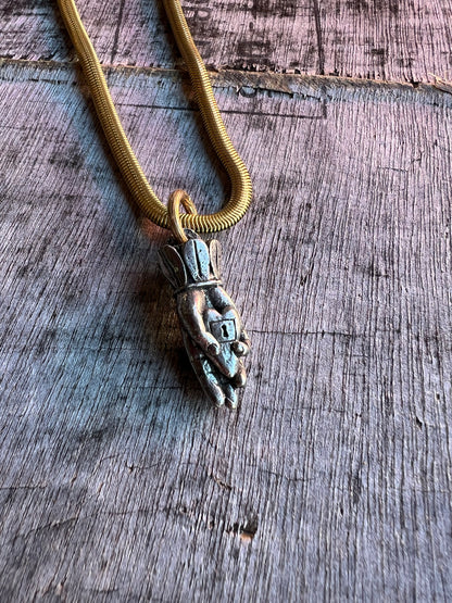 Chunky rope chain necklace styled for layering