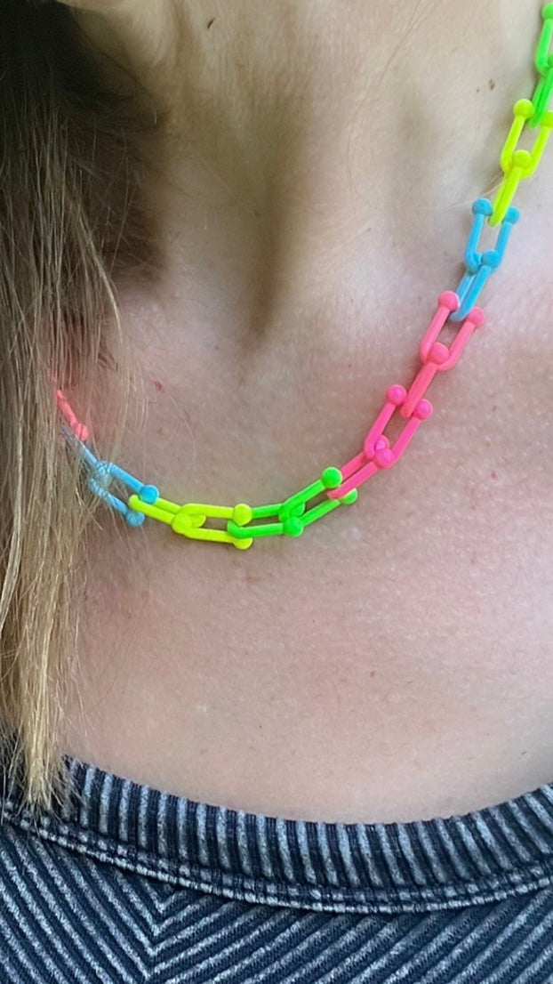 Handmade neon enamel choker necklace in bold vibrant style