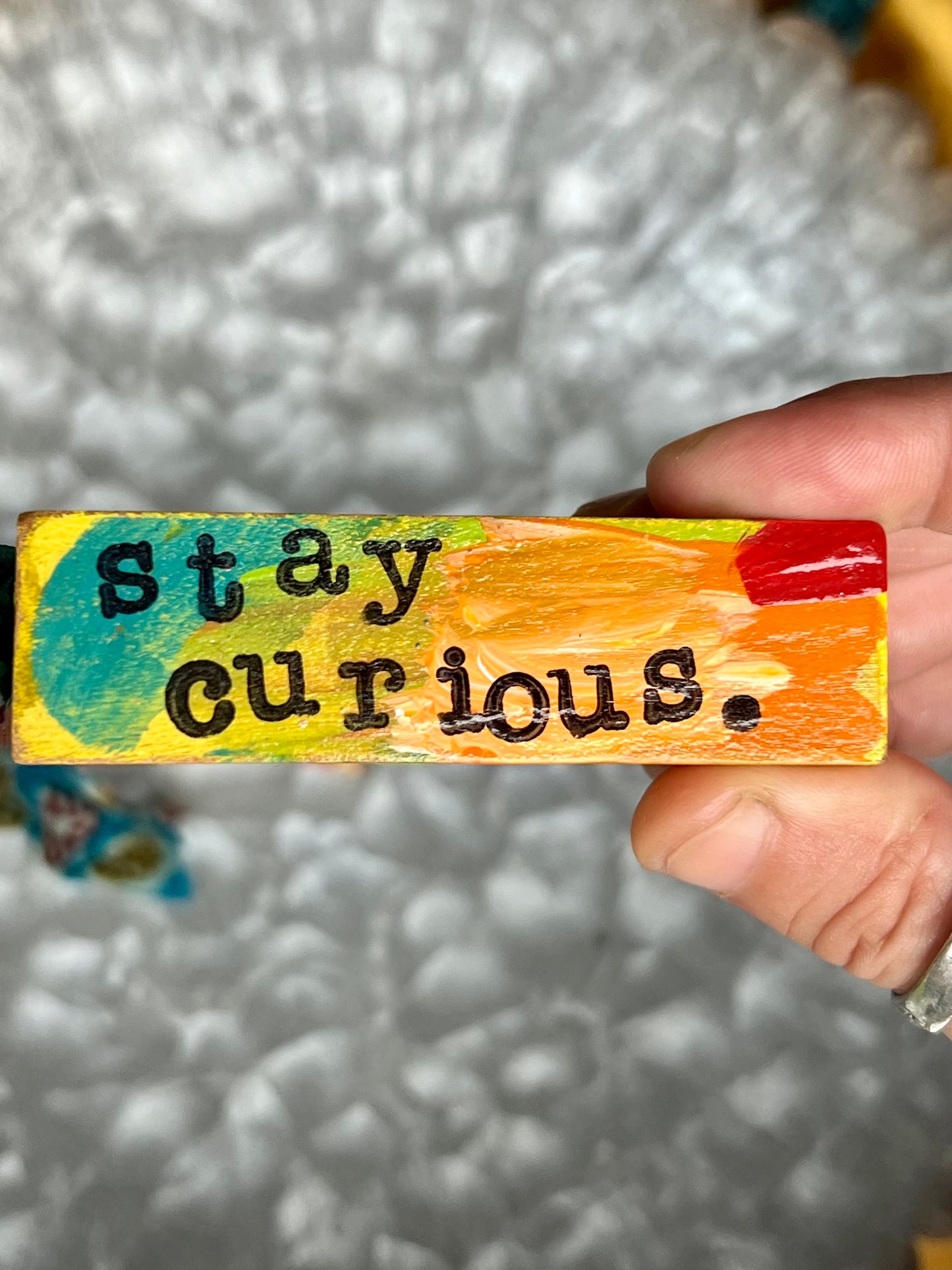 One-of-a-kind ornament hand-painted with creative pattern