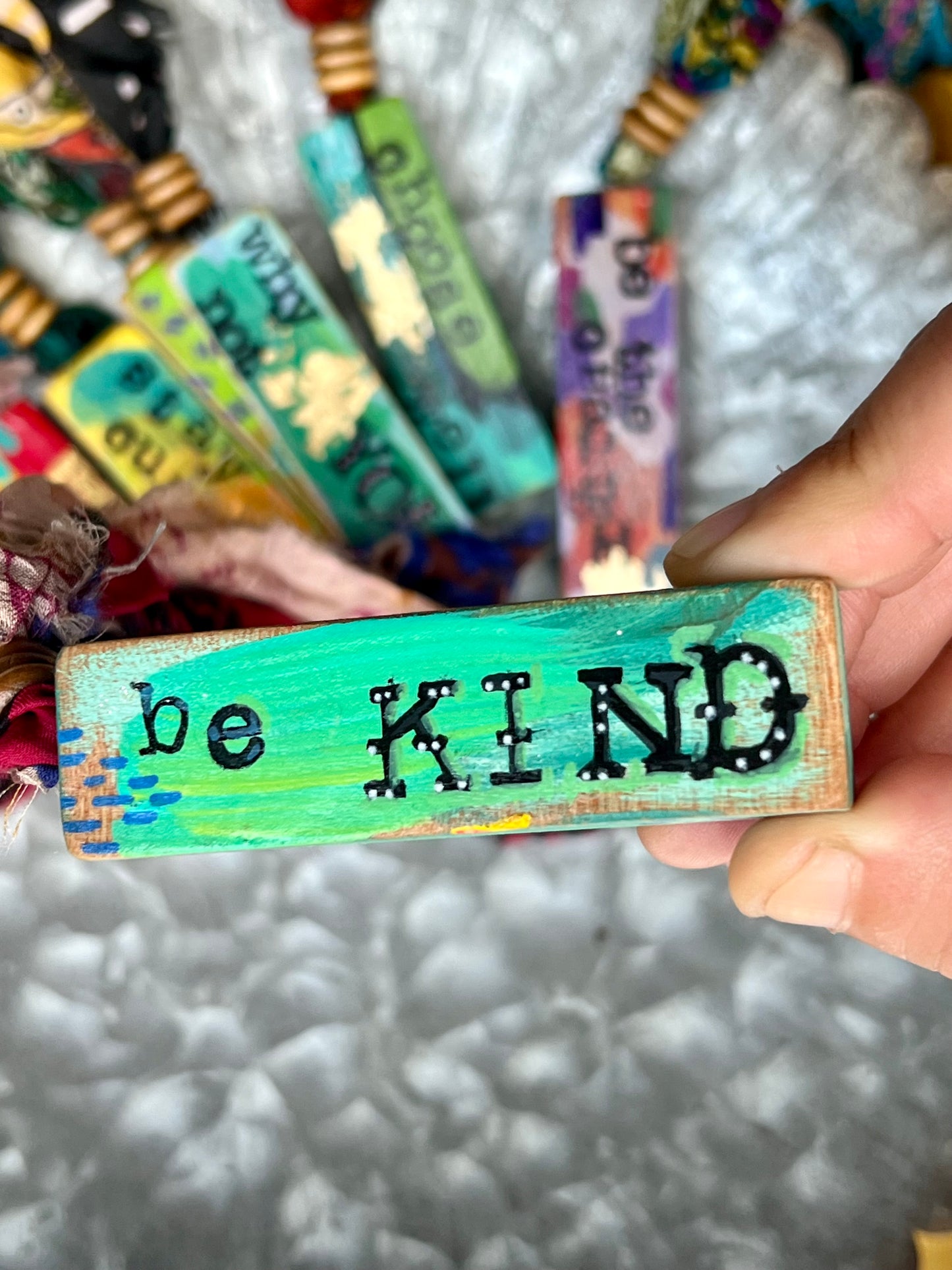Handmade ornament with artistic brushstroke design