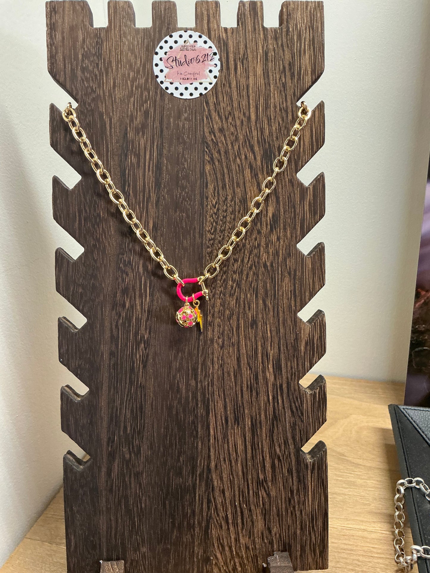 Handmade Studio 6212 necklace with detailed clay and bead design