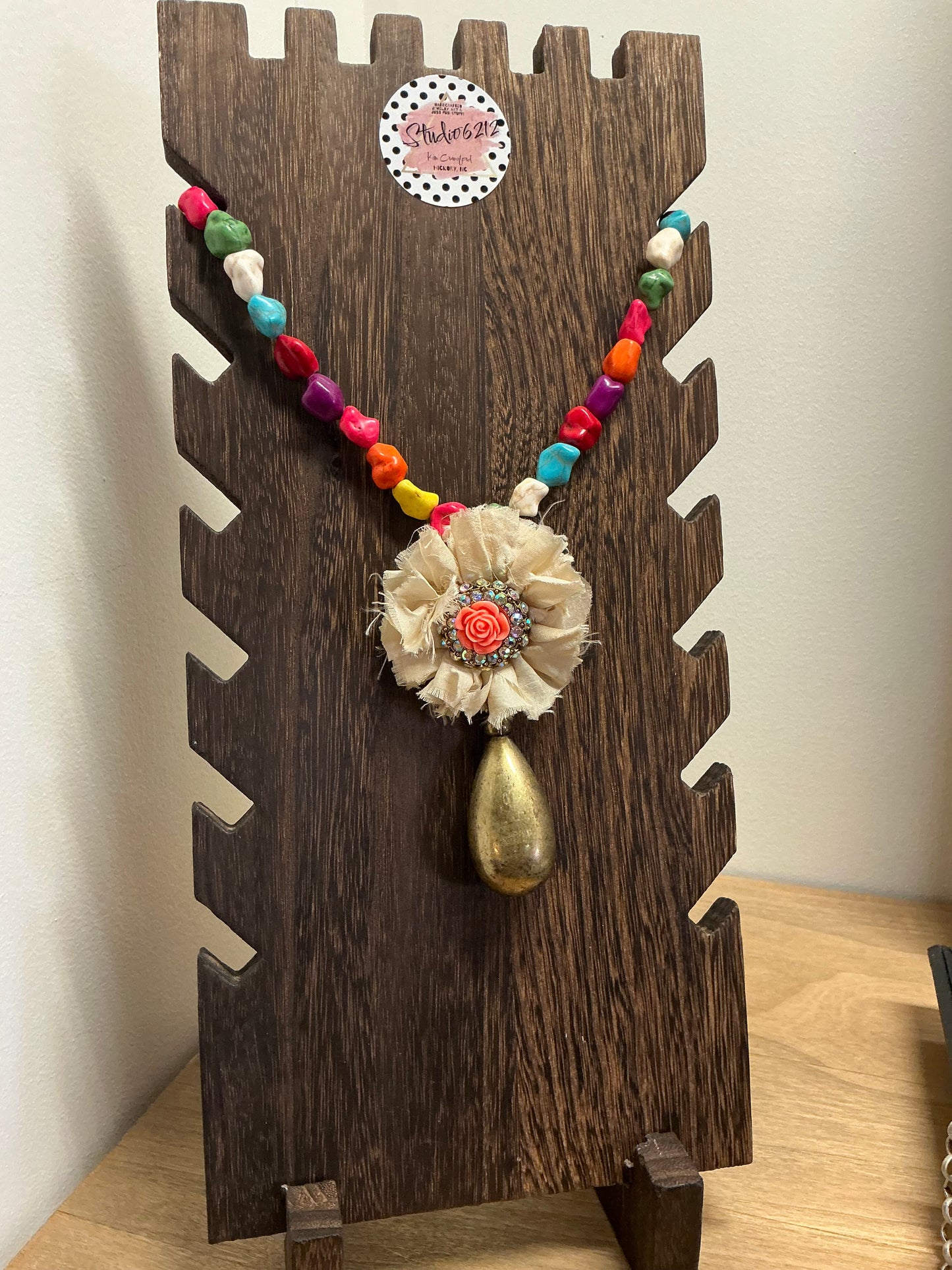 Studio 6212 artisan necklace with handcrafted natural tones