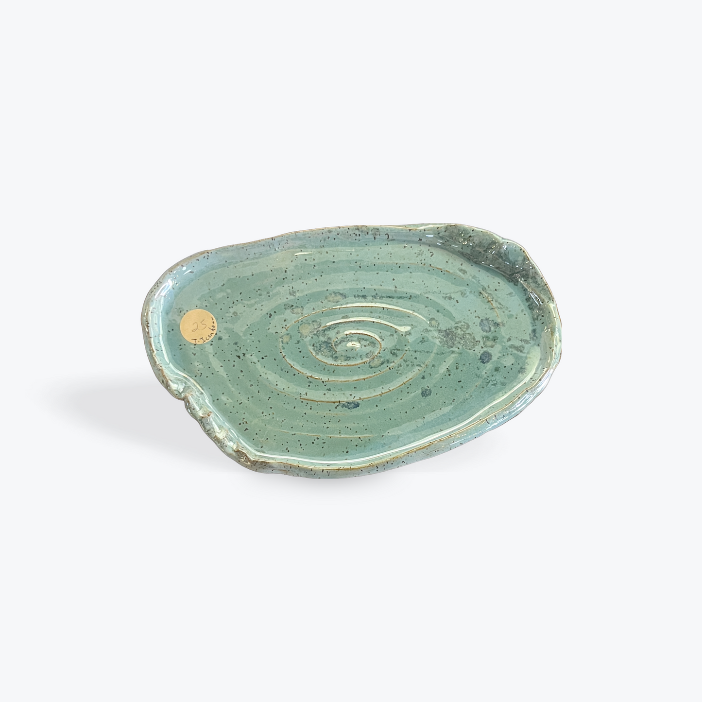 Handmade ceramic pottery tray with natural glaze finish