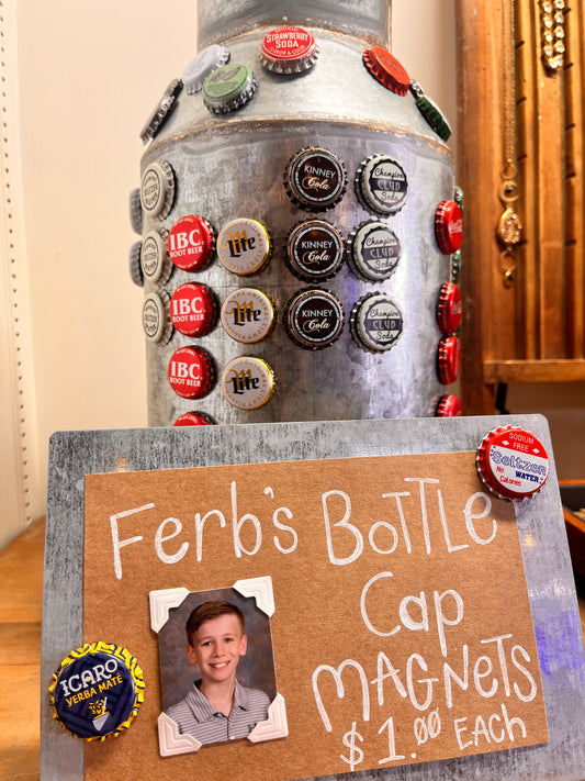 Handmade bottle cap magnet by Terri Fulbright and Son Ferb