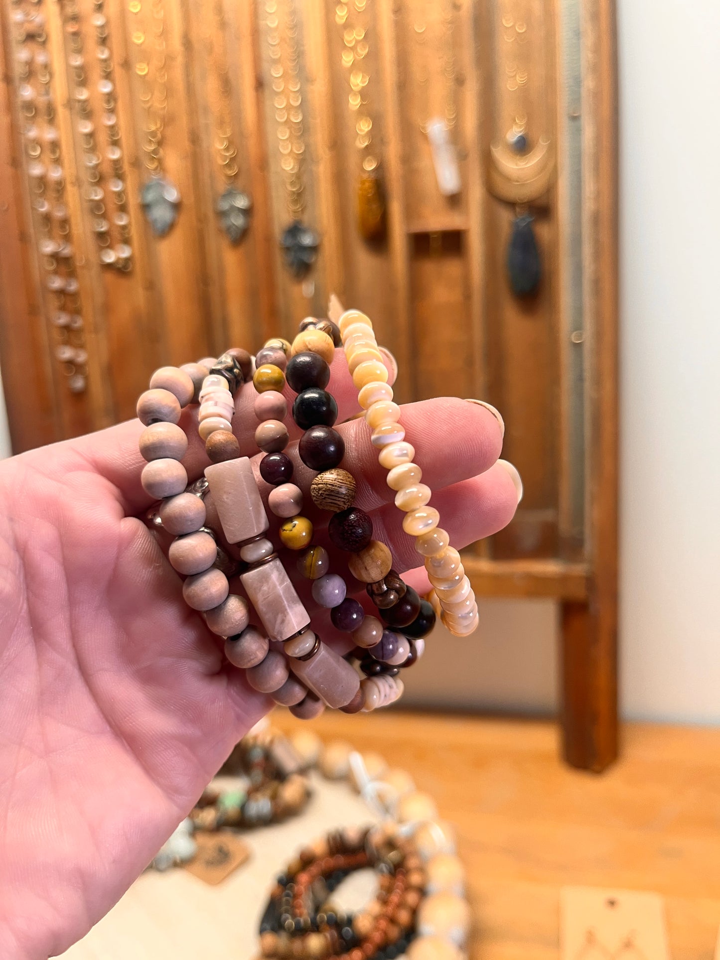 Stylish handmade stacking bracelets with versatile layered look