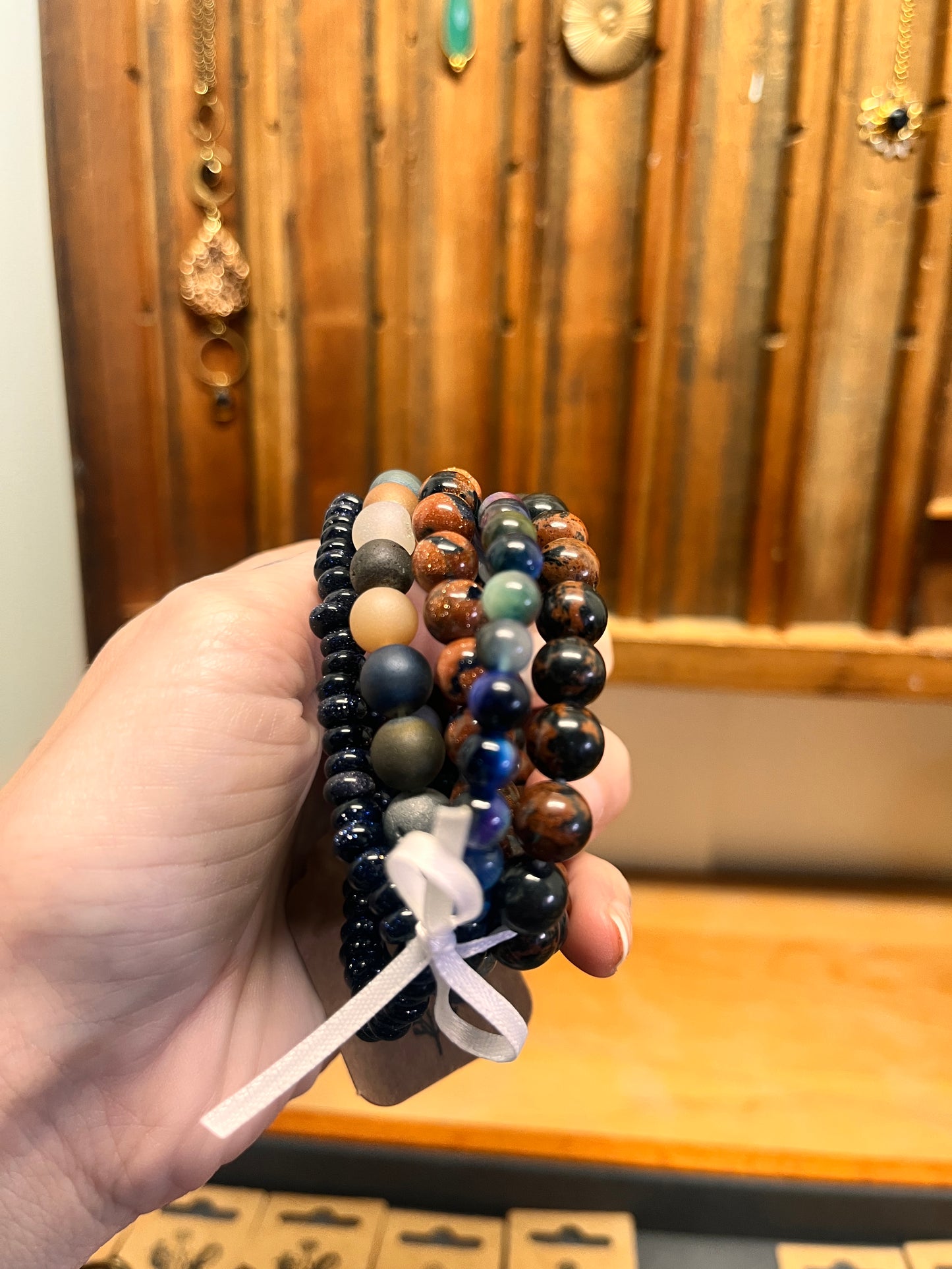 Bracelet stacking set with artisan beads in versatile colors