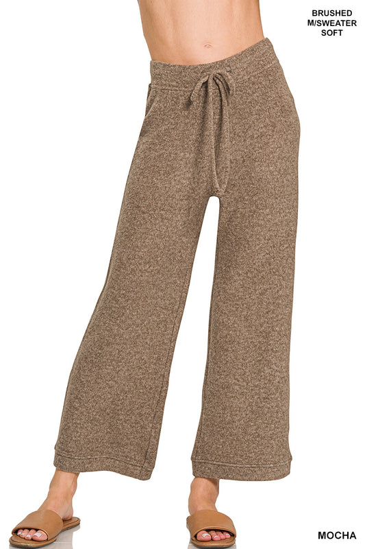 Terry fleece lounge ankle pants with drawstring waist