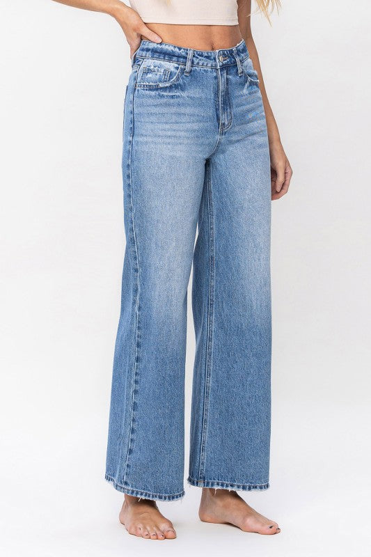 Vervet light wash bootcut high rise jeans styled outfit