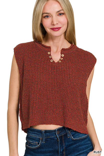 Sleeveless Zenana knit tank with button accents