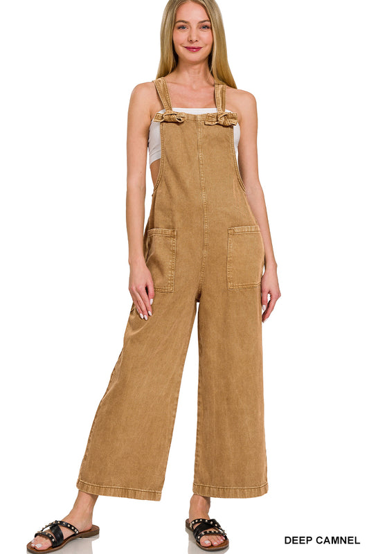 Zenana camel overalls women’s utility jumpsuit with relaxed fit