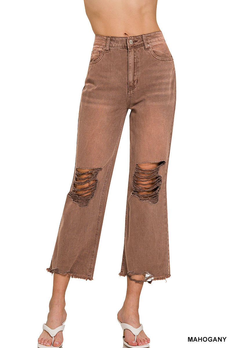 High waisted Zenana denim jeans with trendy ripped details
