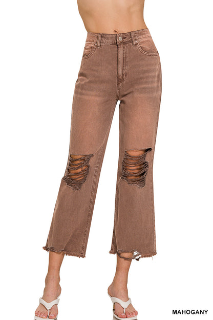 High waisted Zenana denim jeans with trendy ripped details