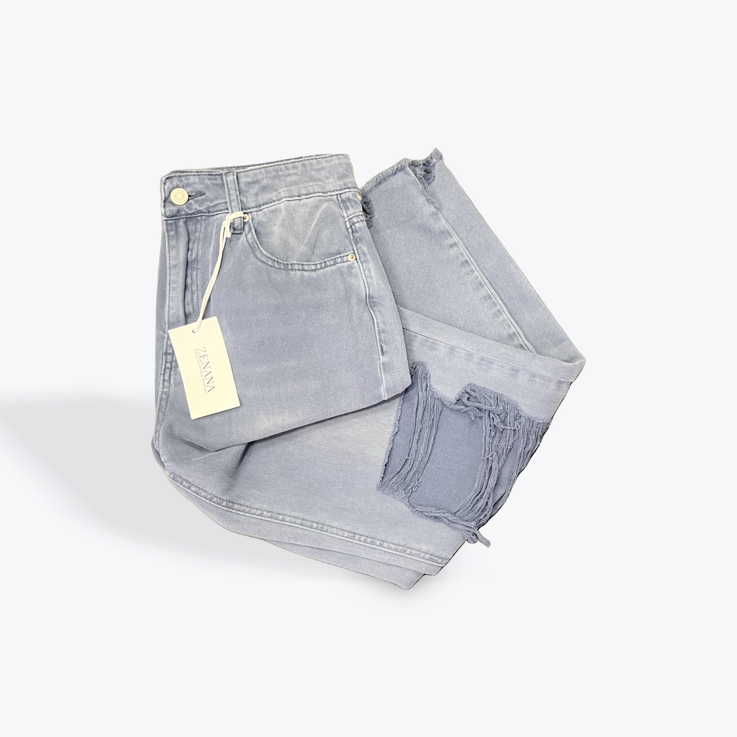 Zenana high rise distressed denim jeans styled for casual wear