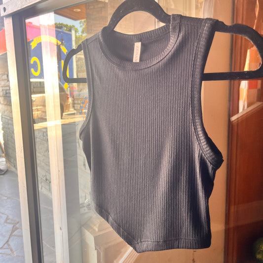 Zenana high neck ribbed crop tank layering top