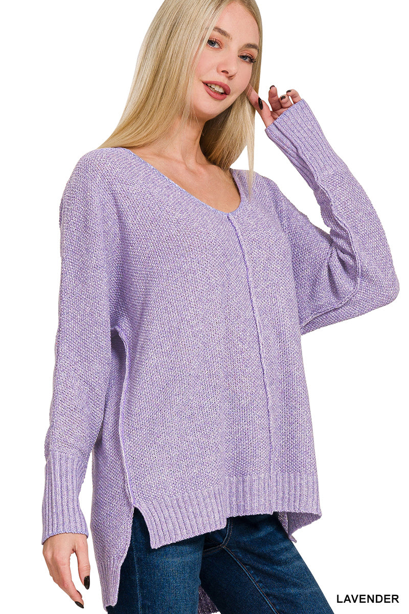 Zenana lightweight tunic sweater with raw seam detail