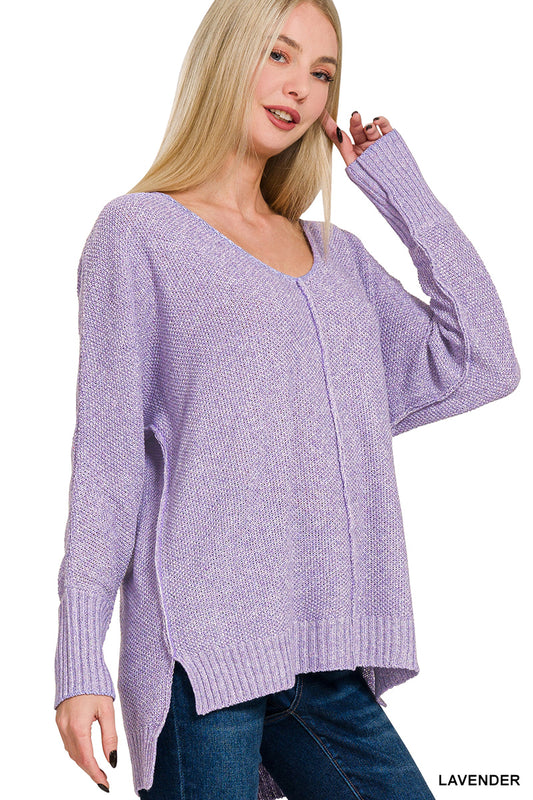 Zenana lightweight tunic sweater with raw seam detail