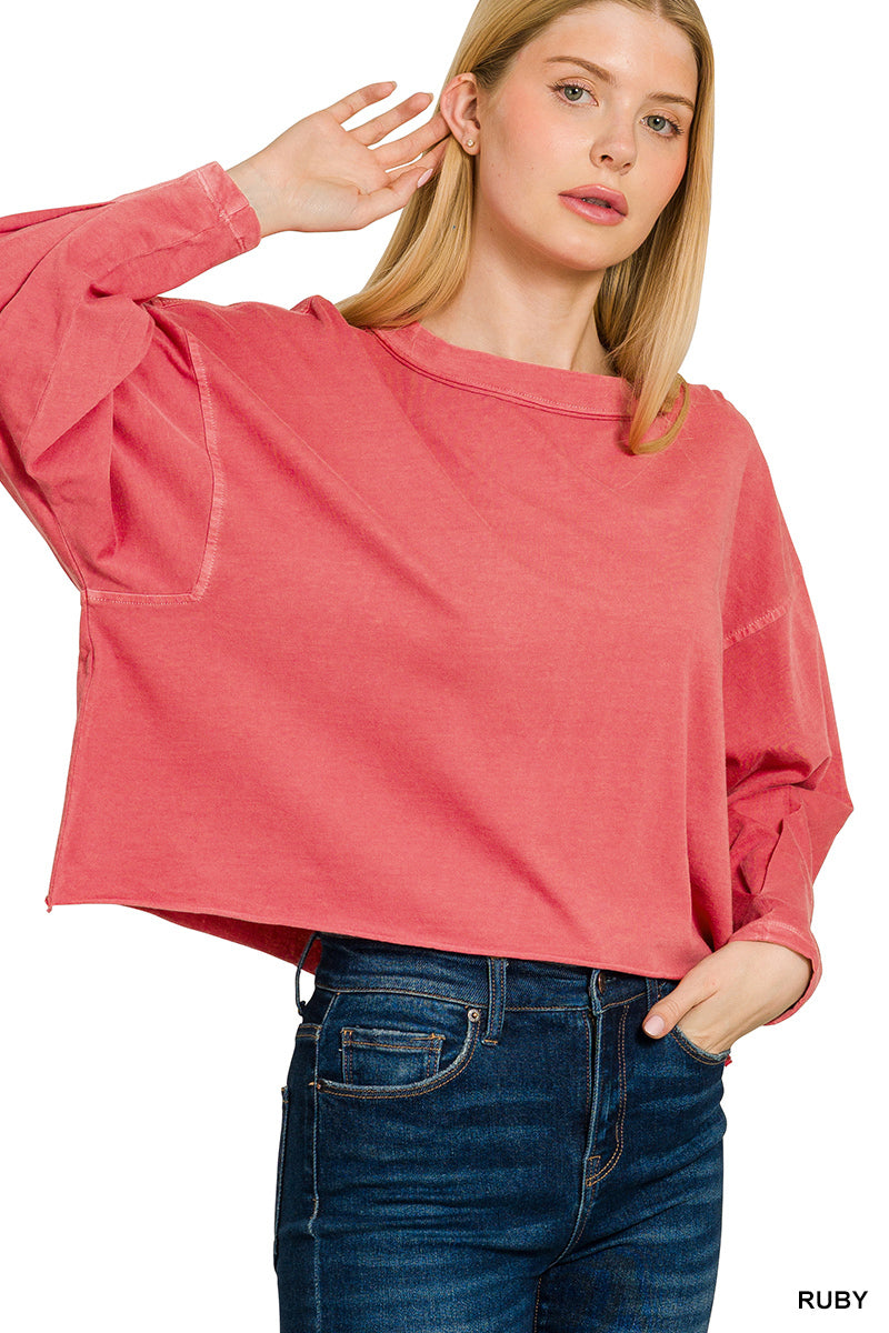 Relaxed fit Zenana oversized tee with vintage washed look