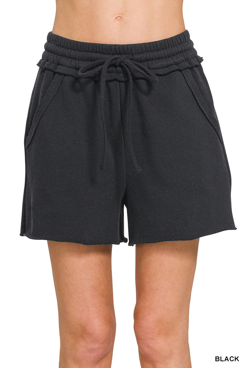 Zenana pocket fleece lounge shorts with soft fleece fabric