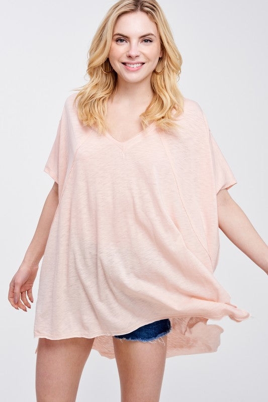 Zutter oversized V-neck tunic tee side profile